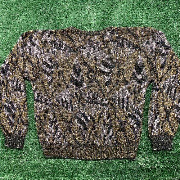 Vintage 90s Abstract Pattern Wool Essential Crewneck Sweater - Picture 5 of 5
